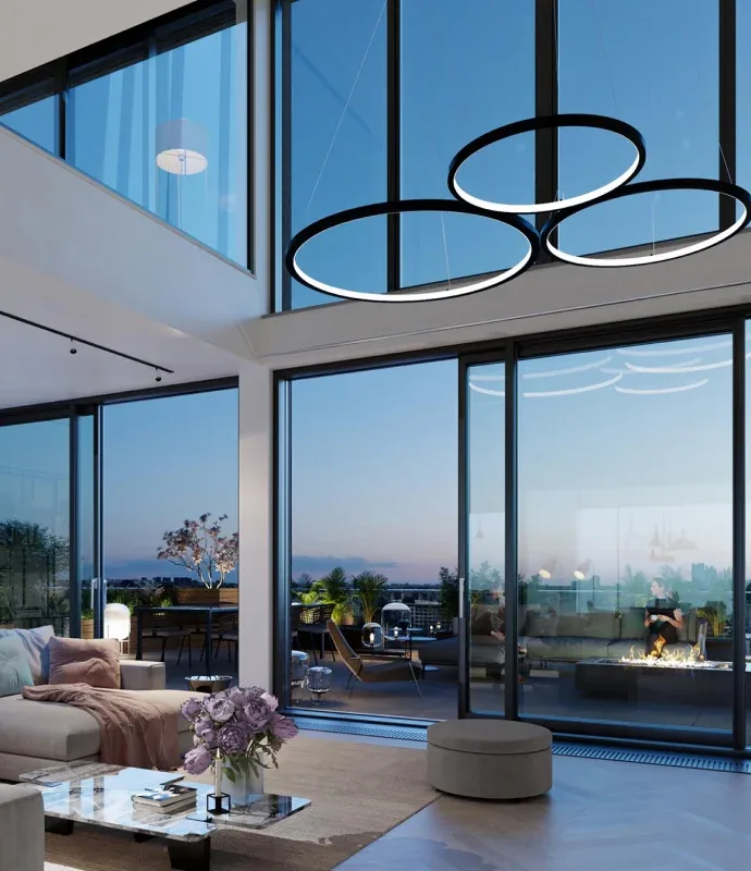 Experion Cascades — living room with panoramic views