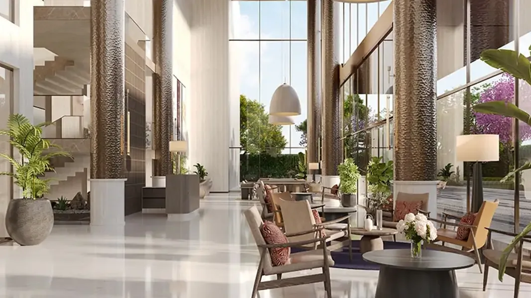 Experion Cascades — double-height lobby and lounge